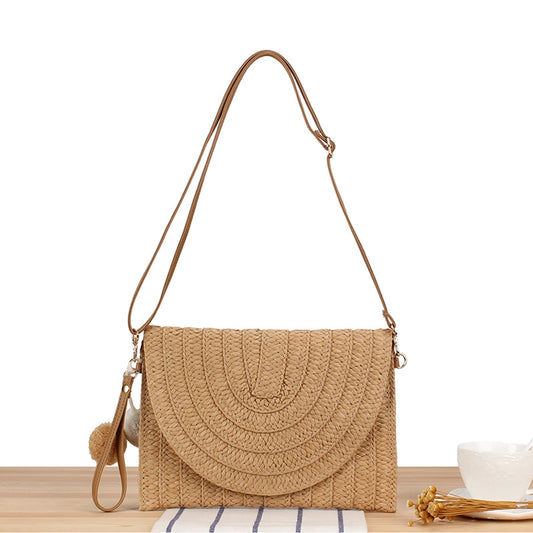 Women's Basic Beach Solid Color Paper string Shopping bags