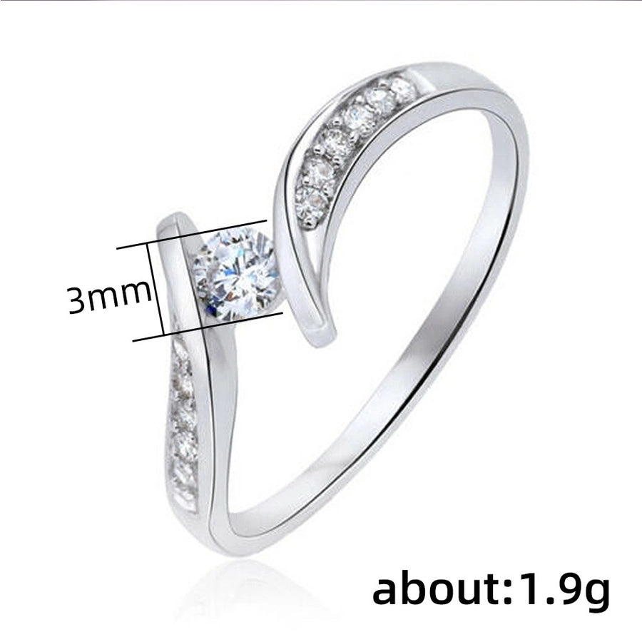 simple style geometric copper rings plating inlay zircon copper rings