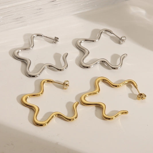 1 Pair Basic Simple Style Pentagram Solid Color 304 Stainless Steel 18K Gold Plated Ear Studs