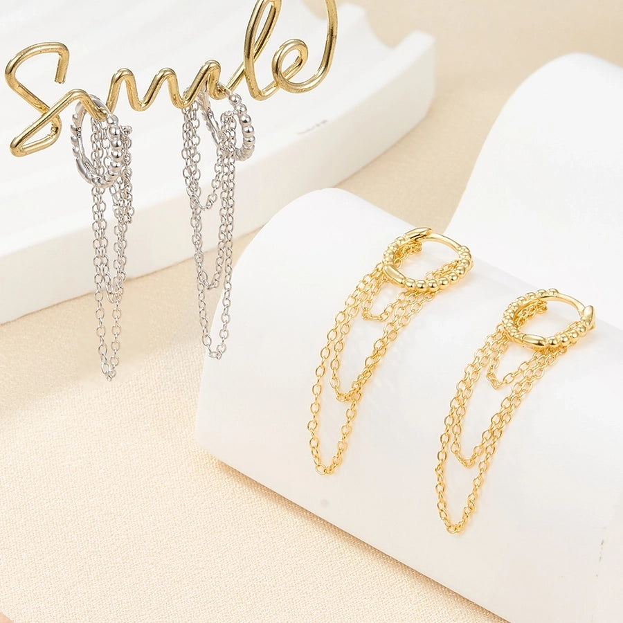 1 pair elegant luxurious lady chain plating sterling silver 18k gold plated white gold plated drop earrings