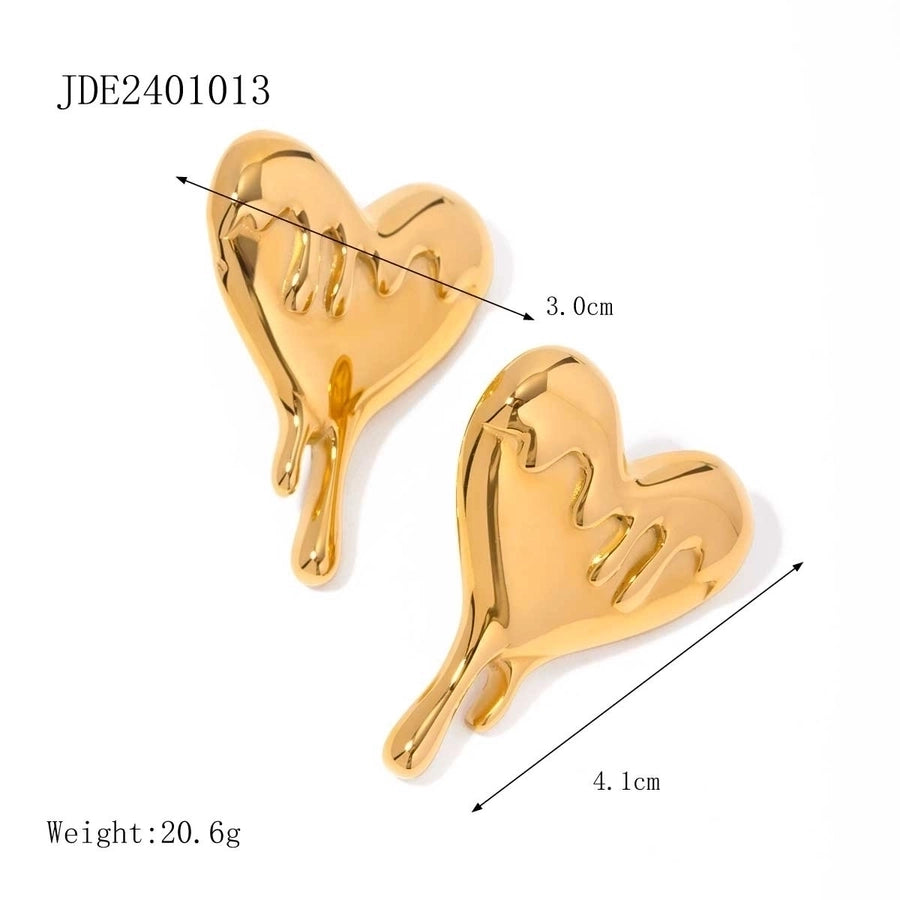 1 Pair French Style Artistic Commute Heart Shape 304 Stainless Steel 18K Gold Plated Ear Studs