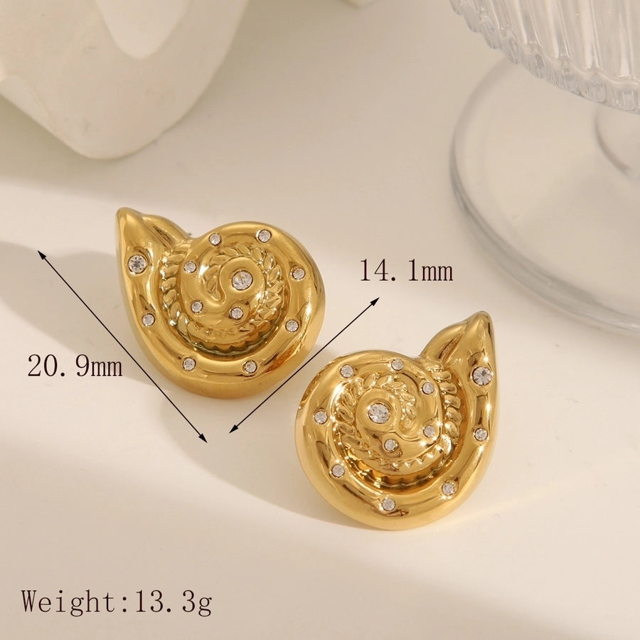 1 Pair Simple Style Classic Style Commute Conch Solid Color 304 Stainless Steel 18K Gold Plated Ear Studs