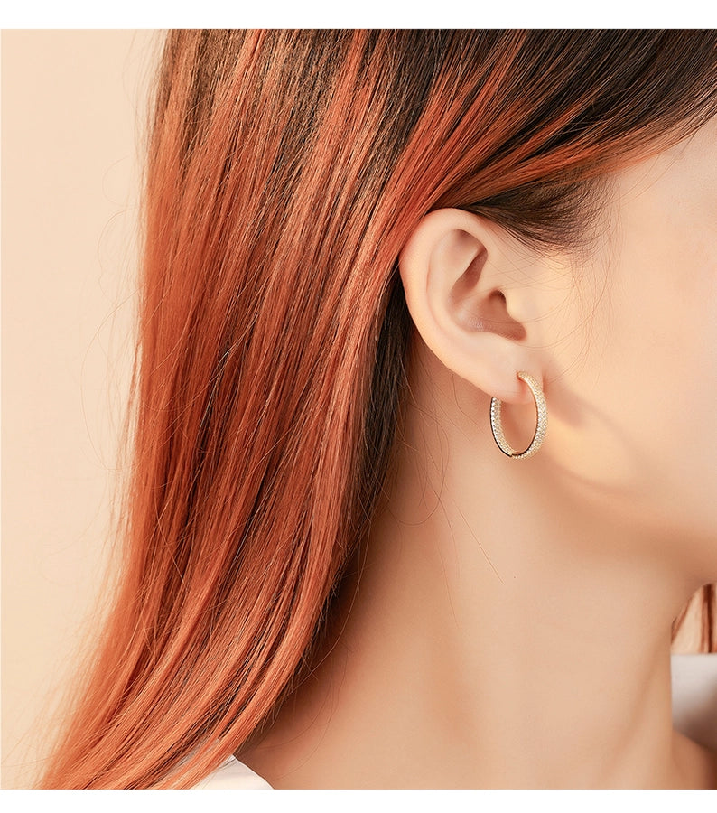 1 Pair 18K Gold Plated White Gold Plated Sterling Silver Zircon Geometric Ear Studs