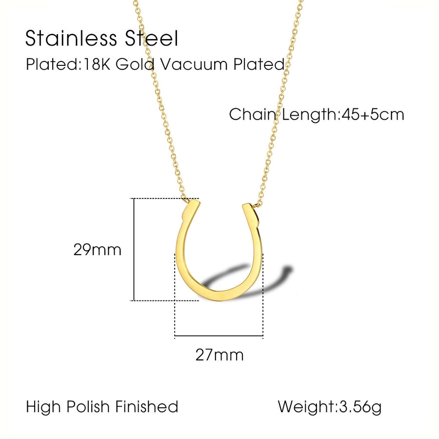 Jewelry Simple Style Solid Color 304 Stainless Steel 18K Gold Plated Plating Pendant Necklace