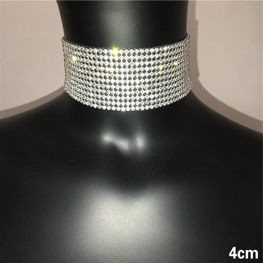 ins style streetwear geometric alloy inlay rhinestones women's choker