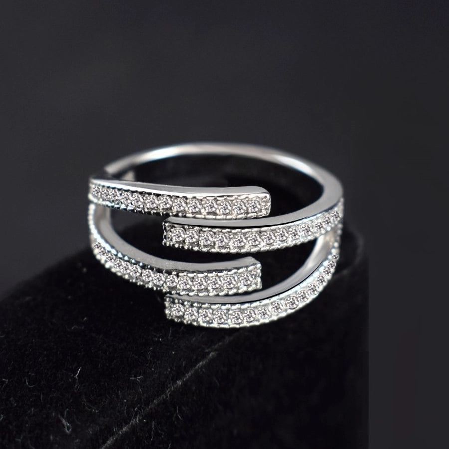 streetwear irregular copper inlay zircon open rings