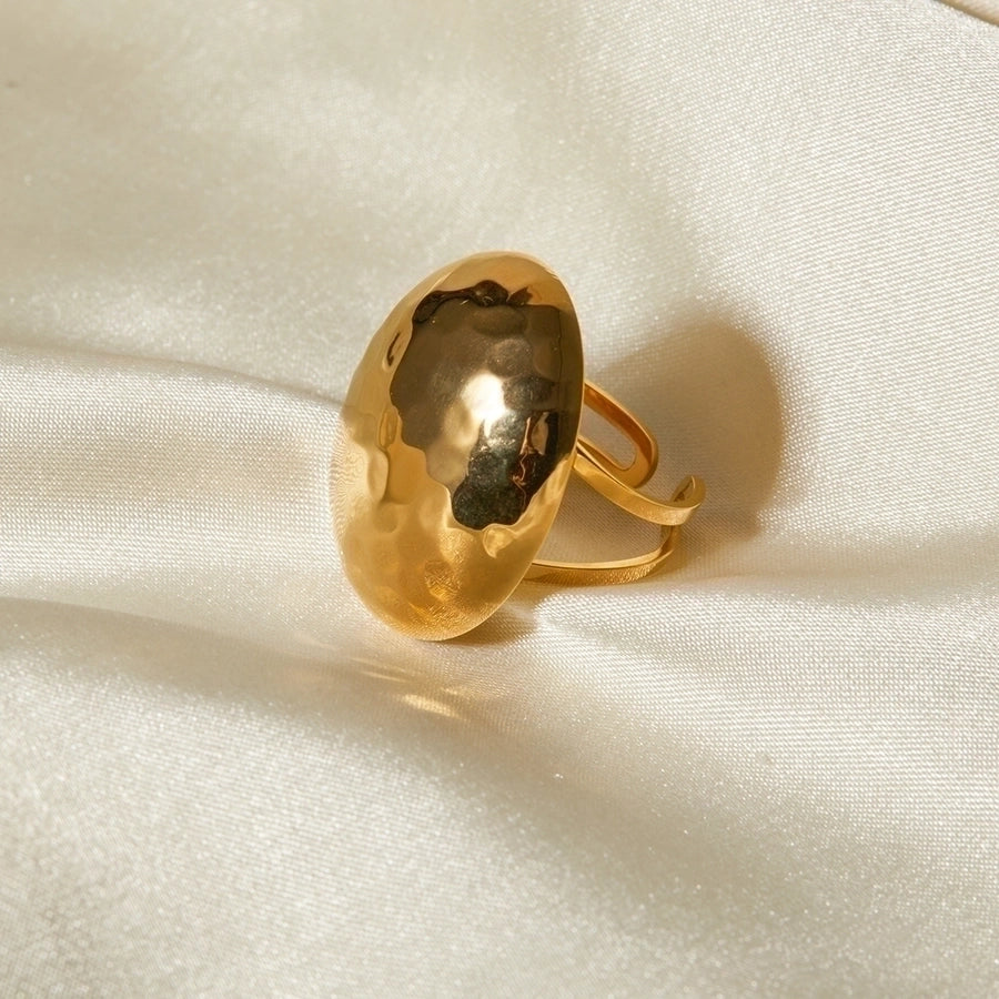 Jewelry IG Style Hammered 304 Stainless Steel 18K Gold Plated Open Rings