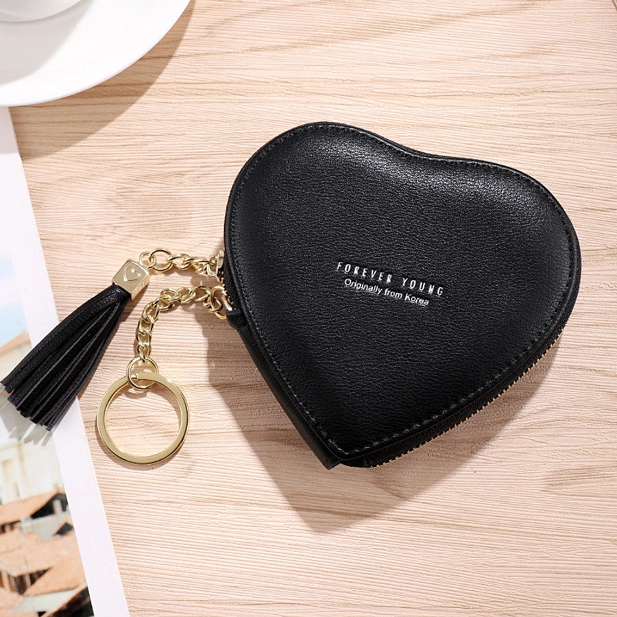 women's solid color pu leather zipper coin purses