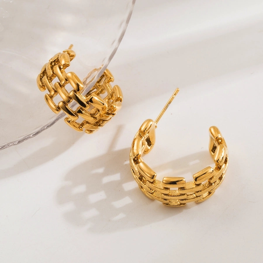 1 Pair Simple Style Commute C Shape 304 Stainless Steel 18K Gold Plated Ear Studs