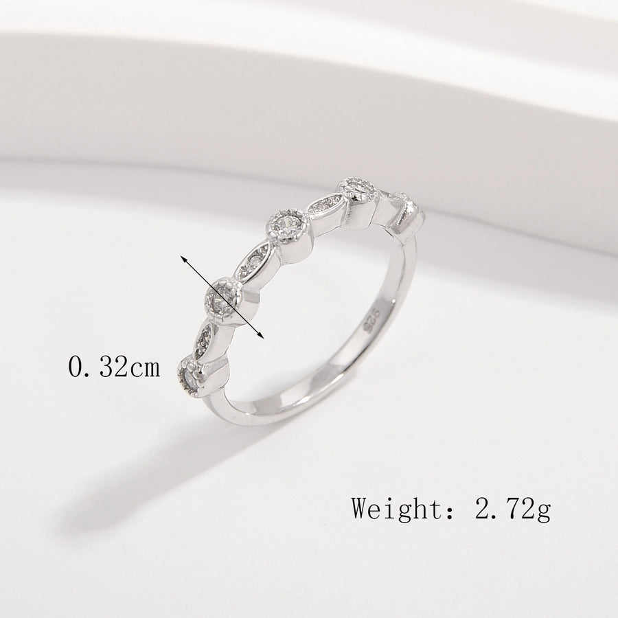 Sterling Silver White Gold Plated Simple Style Classic Style Plating Inlay Infinity Lightning Zircon Rings
