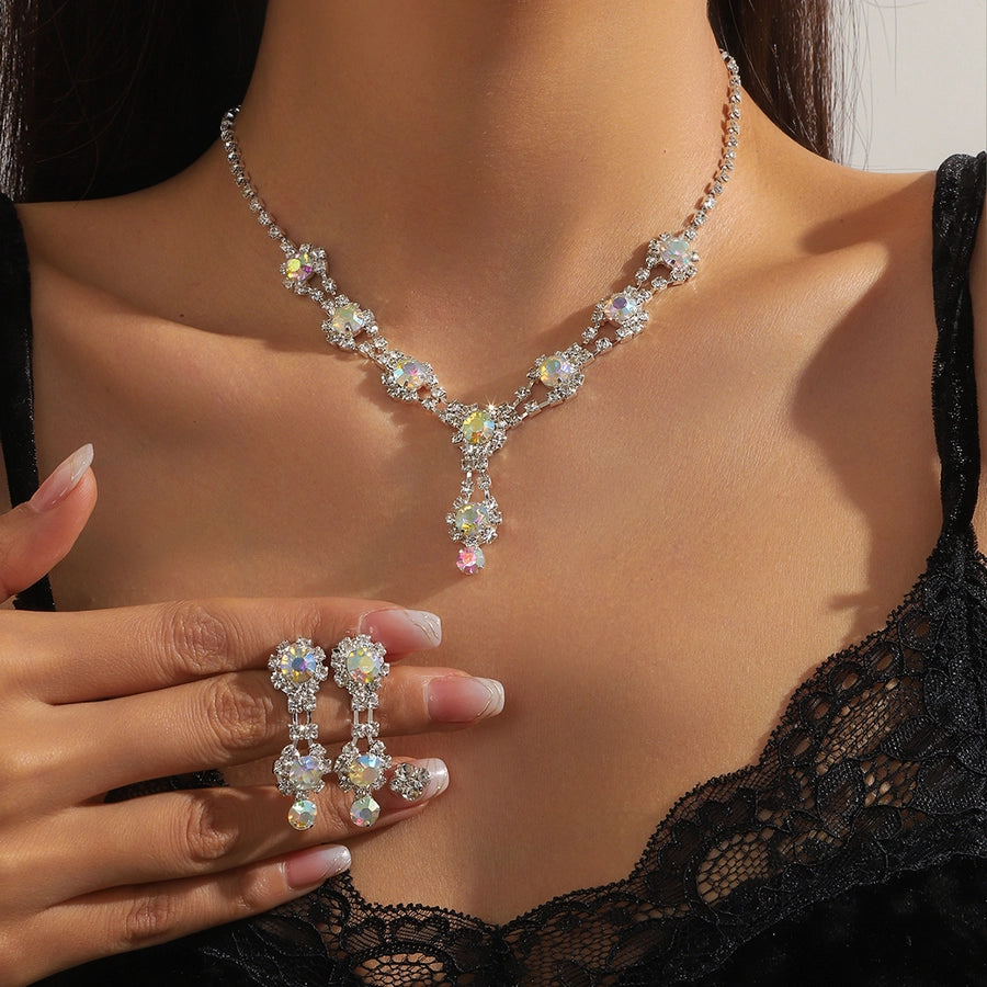 Elegant Luxurious Queen Geometric Alloy Rhinestones Silver Plated Women's