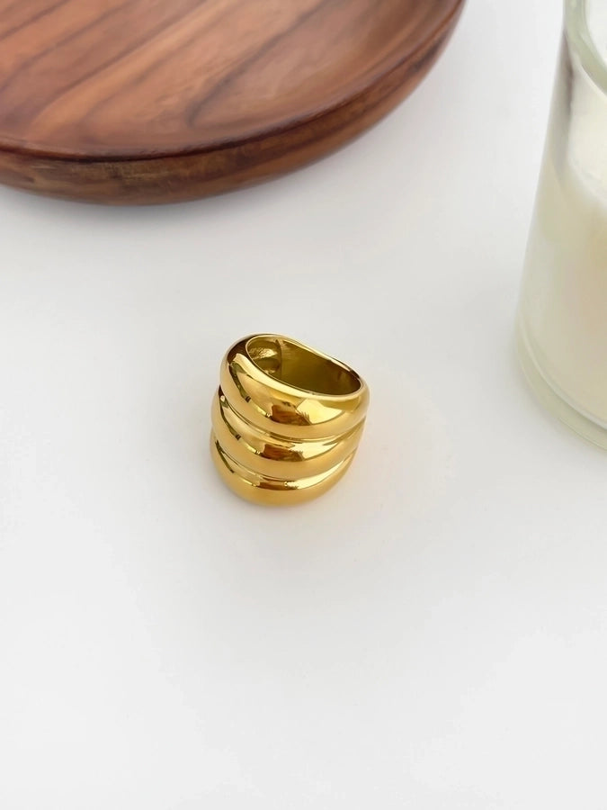 Jewelry Nordic Style Exaggerated Color Block 316 Stainless Steel  18K Gold Plated Irregular Rings