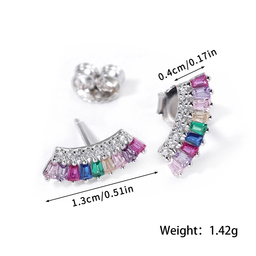 1 Piece Luxurious Romantic Sector Oval Plating Inlay Sterling Silver Zircon White Gold Plated Ear Studs