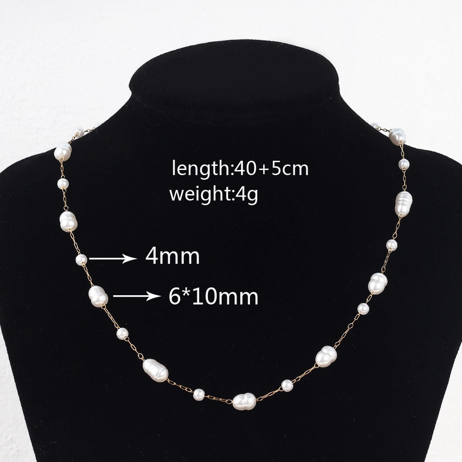 Copper 18K Gold Plated Beaded Geometric Bracelets Necklace
