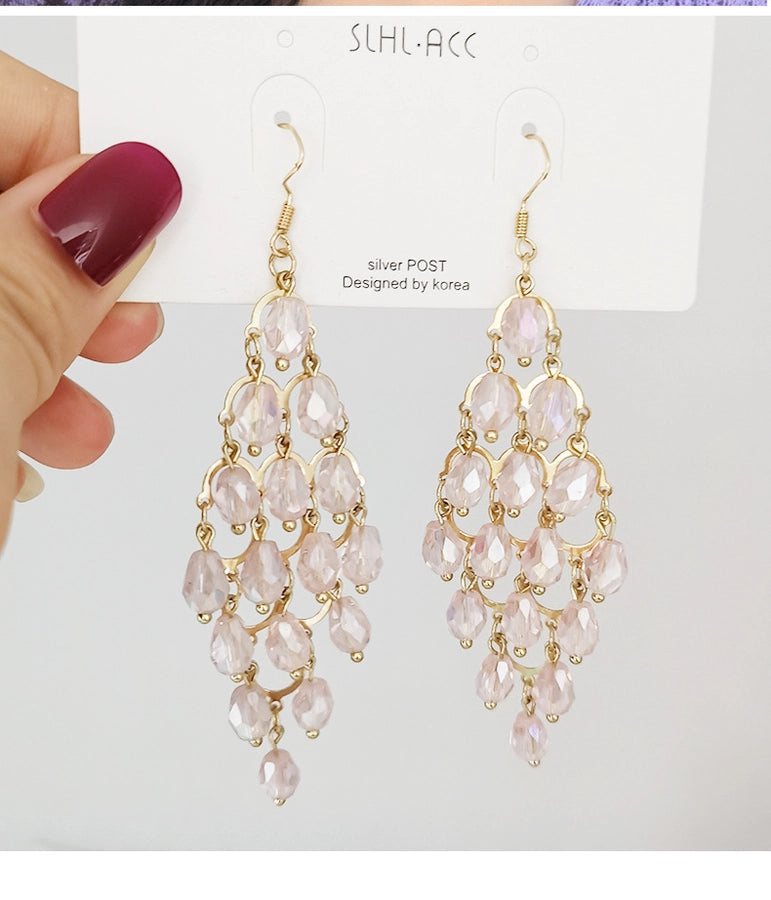 1 pair elegant star tassel heart shape inlay alloy artificial pearls rhinestones glass earrings