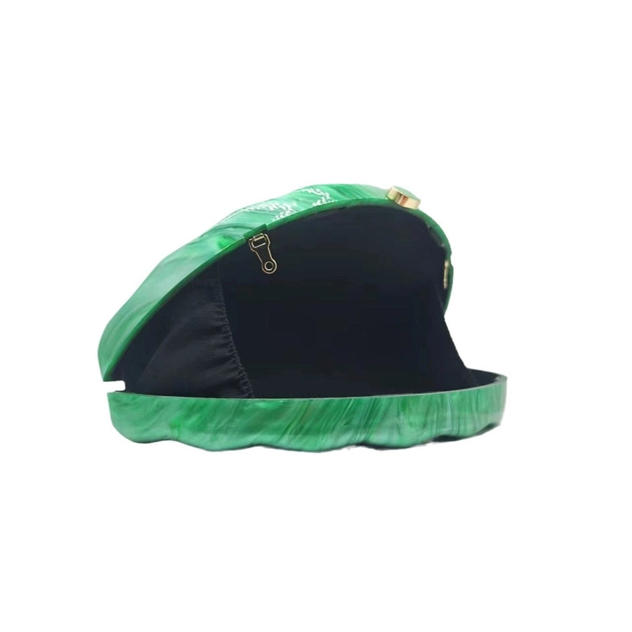 Coffee Green White Arylic Solid Color Semicircle Evening Bags