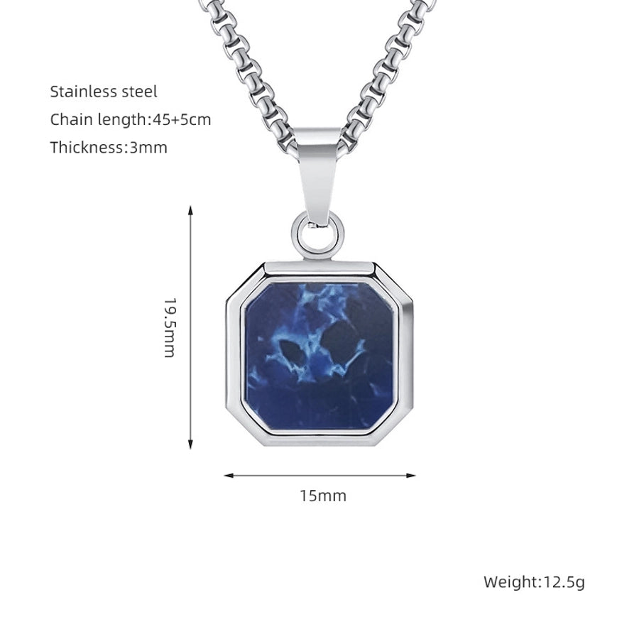 304 Stainless Steel Casual Simple Style Plating Geometric Natural Stone Pendant Necklace