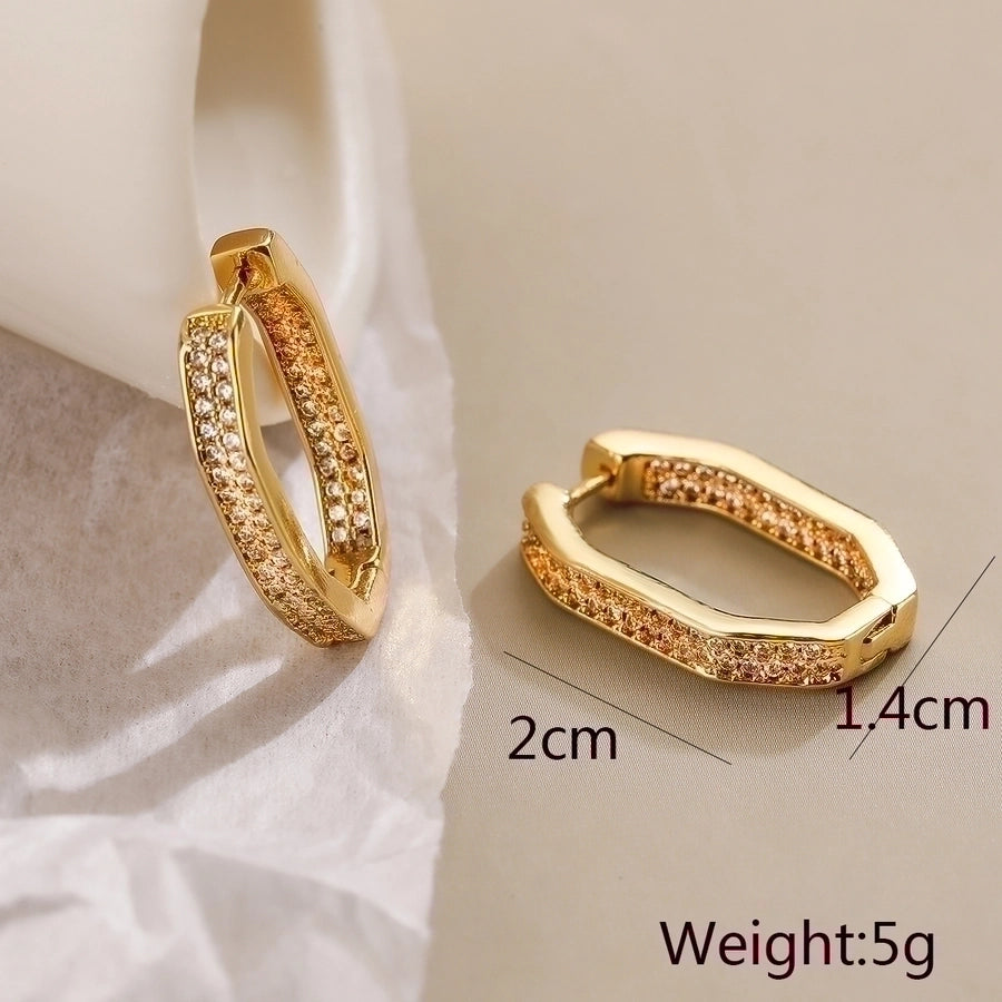 1 Pair Simple Style Commute Geometric Plating Inlay Copper Zircon Earrings