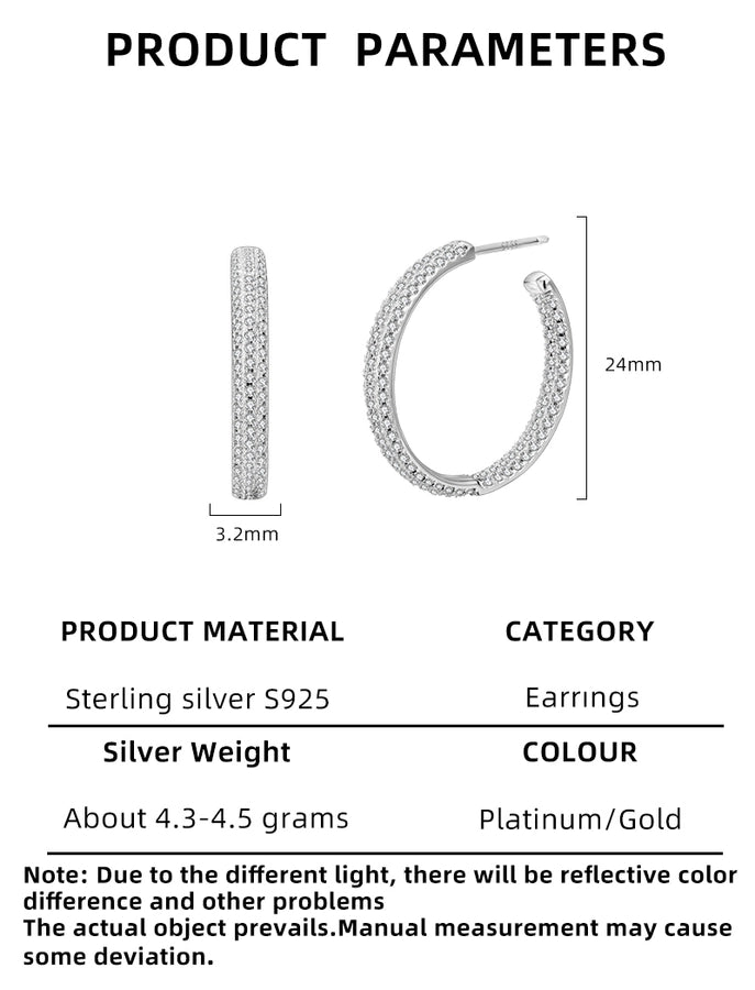 1 Pair 18K Gold Plated White Gold Plated Sterling Silver Zircon Geometric Ear Studs