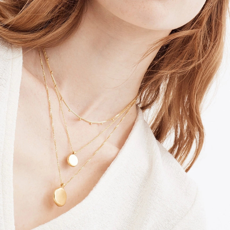 18K Gold Stainless Steel Ball round Steel Pendant Three-Layer Necklace 40/45/50 5cm