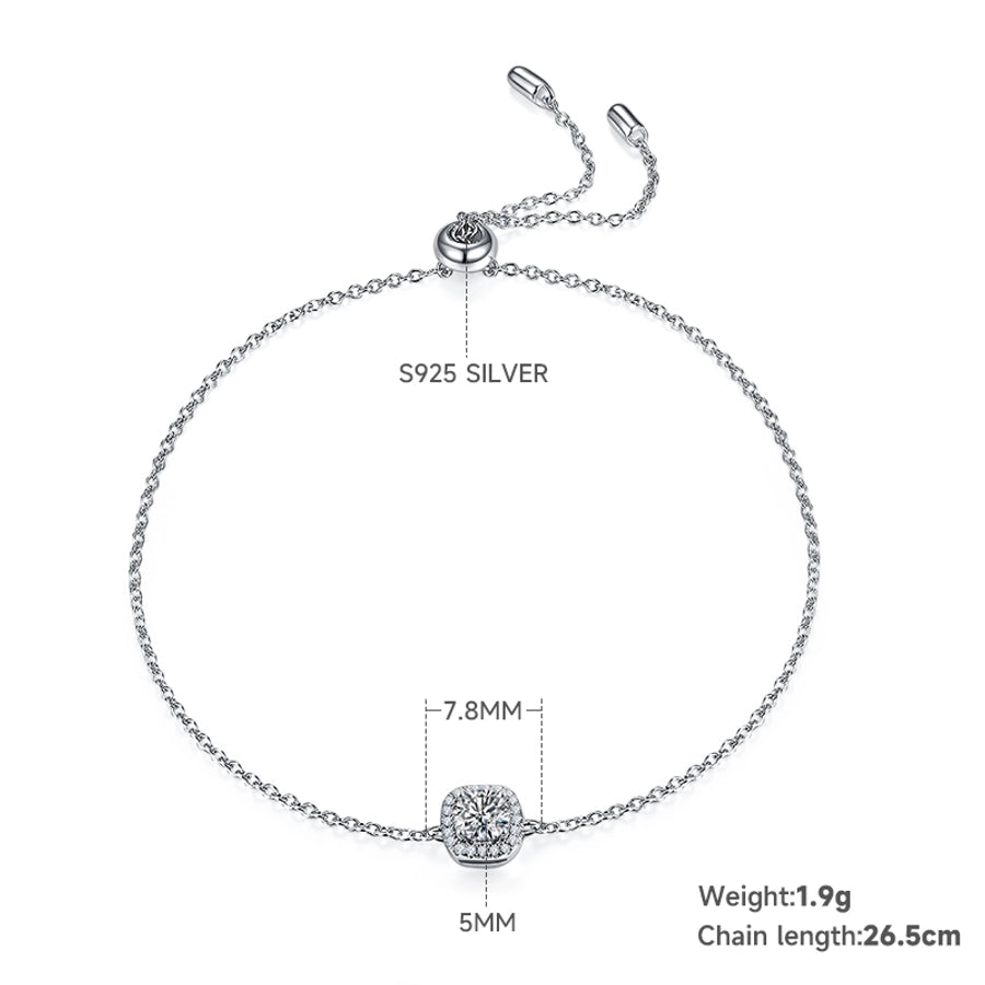 Elegant Princess Sweet Geometric Sterling Silver Inlay Zircon Rhodium Plated Women's Bracelets Earrings Necklace