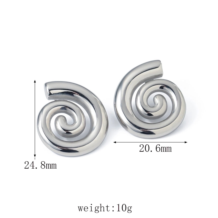 1 Pair IG Style Simple Style Solid Color Spiral 304 Stainless Steel 18K Gold Plated Ear Studs