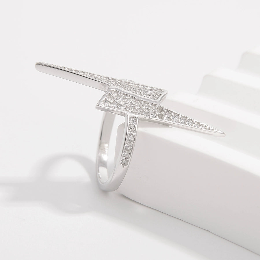 Sterling Silver White Gold Plated Simple Style Classic Style Plating Inlay Infinity Lightning Zircon Rings