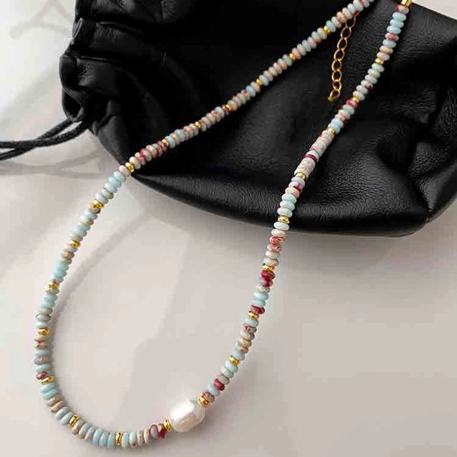 natural stone Freshwater Pearl Simple Style Beaded Geometric Necklace