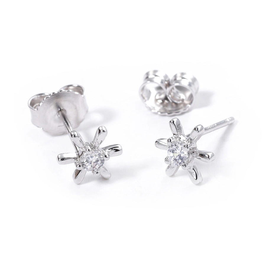 1 Piece Luxurious Romantic Sector Oval Plating Inlay Sterling Silver Zircon White Gold Plated Ear Studs