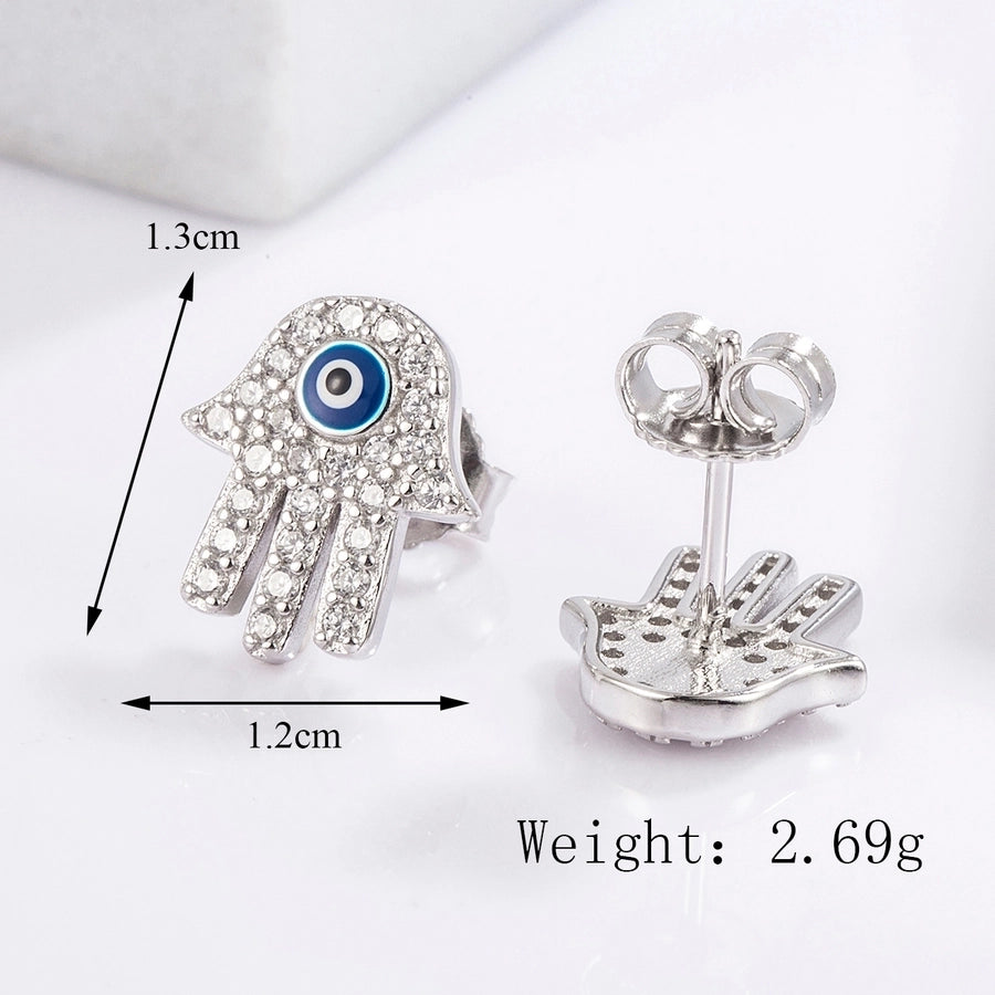 1 Piece Classical Funny Eye Octopus Plating Inlay Sterling Silver Zircon White Gold Plated Ear Studs