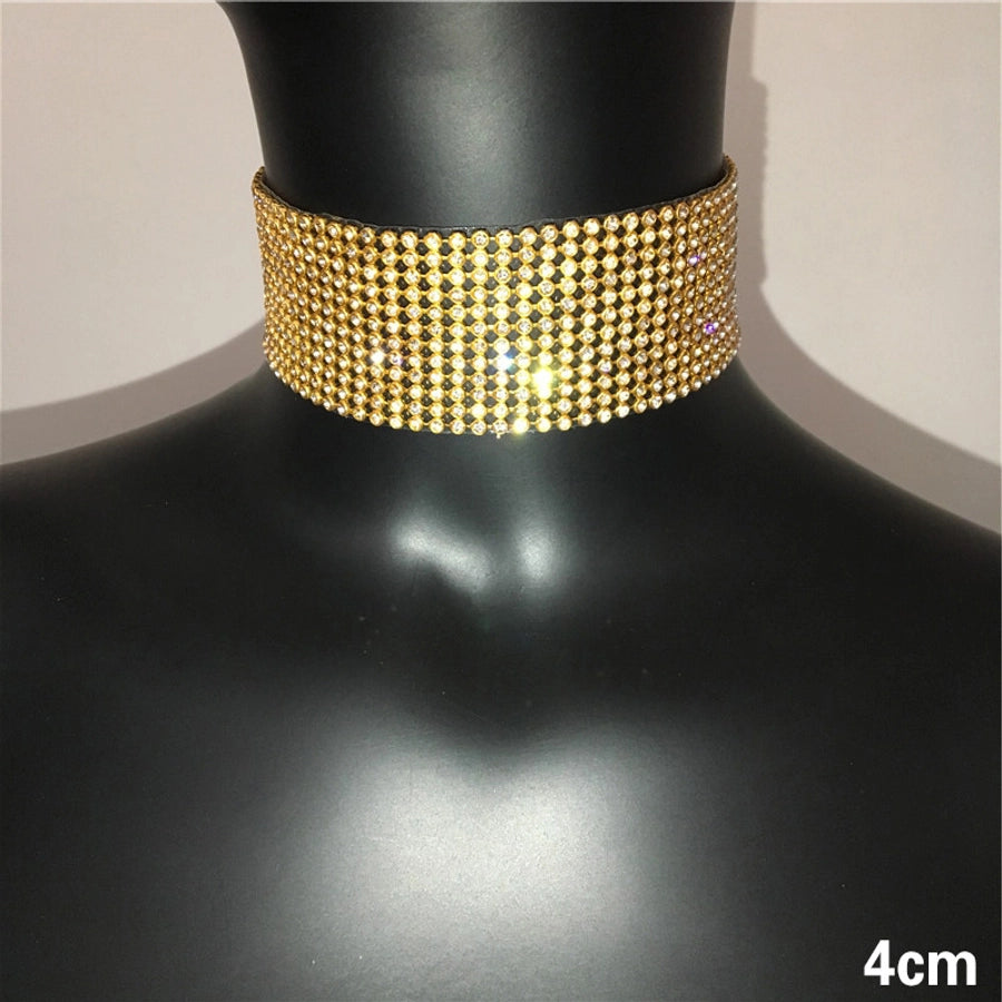 ins style streetwear geometric alloy inlay rhinestones women's choker
