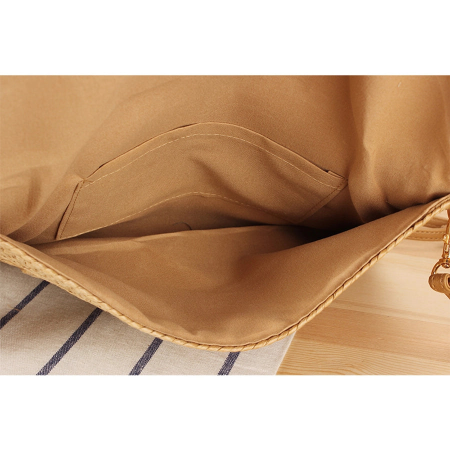 Women's Basic Beach Solid Color Paper string Shopping bags