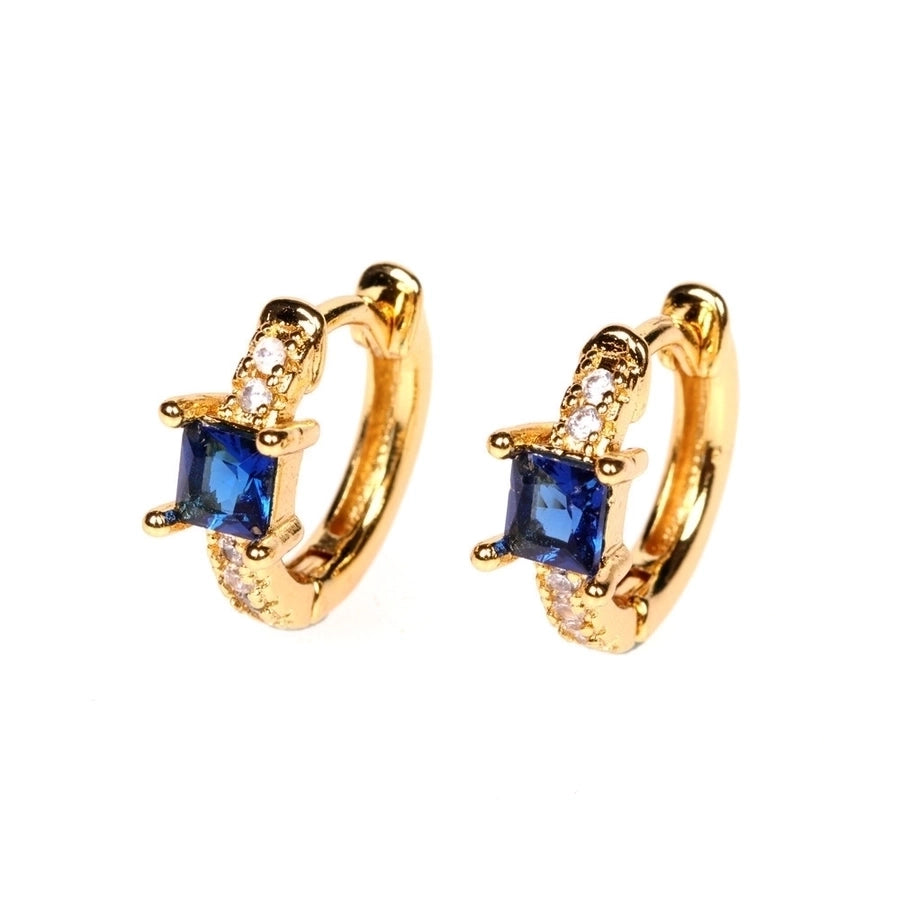 Fashion Geometric Inlaid Zircon Copper Artificial Gemstones Copper Earrings