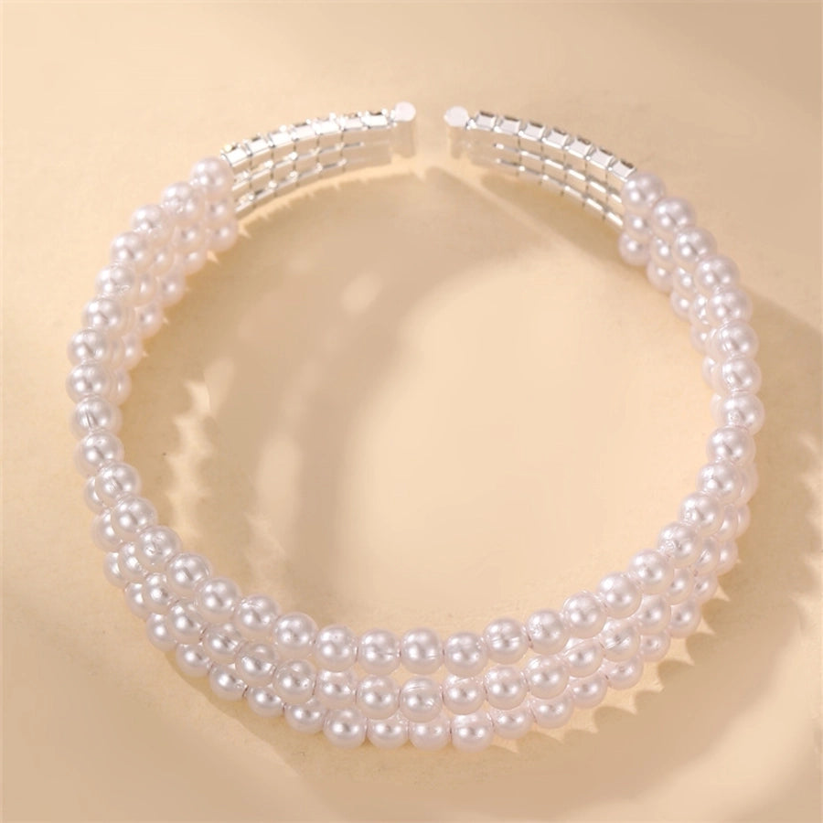 modern style simple style triangle water droplets bow knot artificial gemstones artificial pearl inlay rhinestones pearl women's bangle