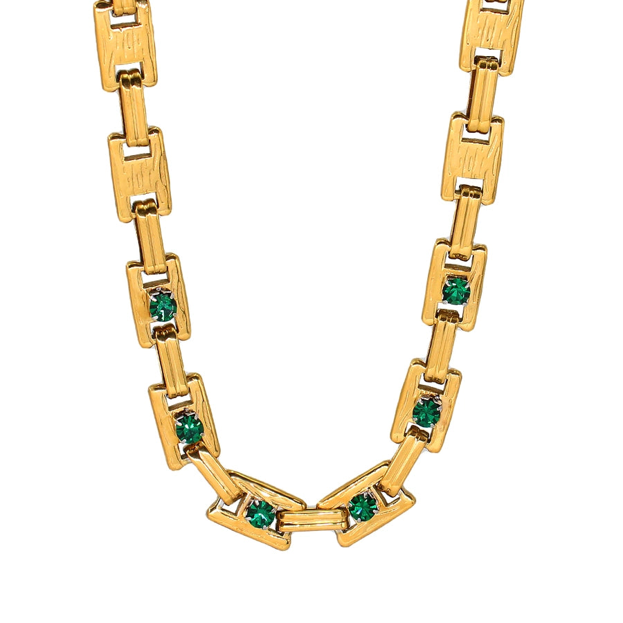 Jewelry Simple Style Classic Style Solid Color 304 Stainless Steel Rhinestones 18K Gold Plated Plating Inlay Jewelry Set