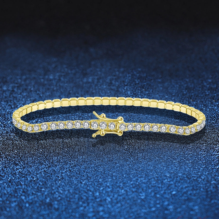 modern style solid color sterling silver inlay zircon tennis bracelet