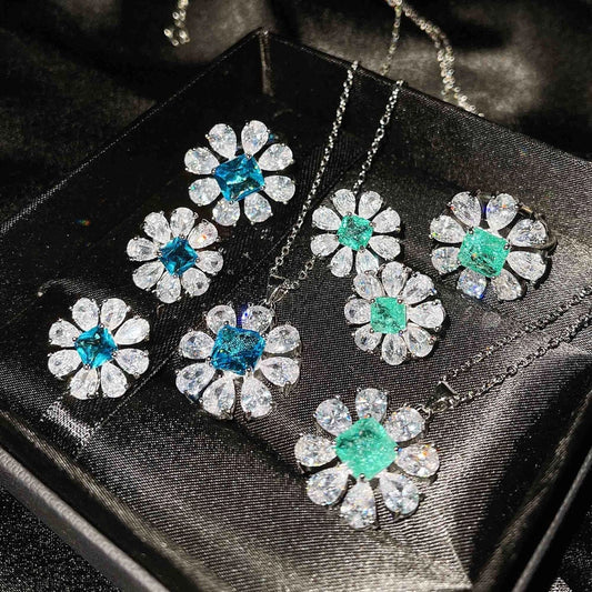 Copper Flower Gem Crystal Jewelry Sets