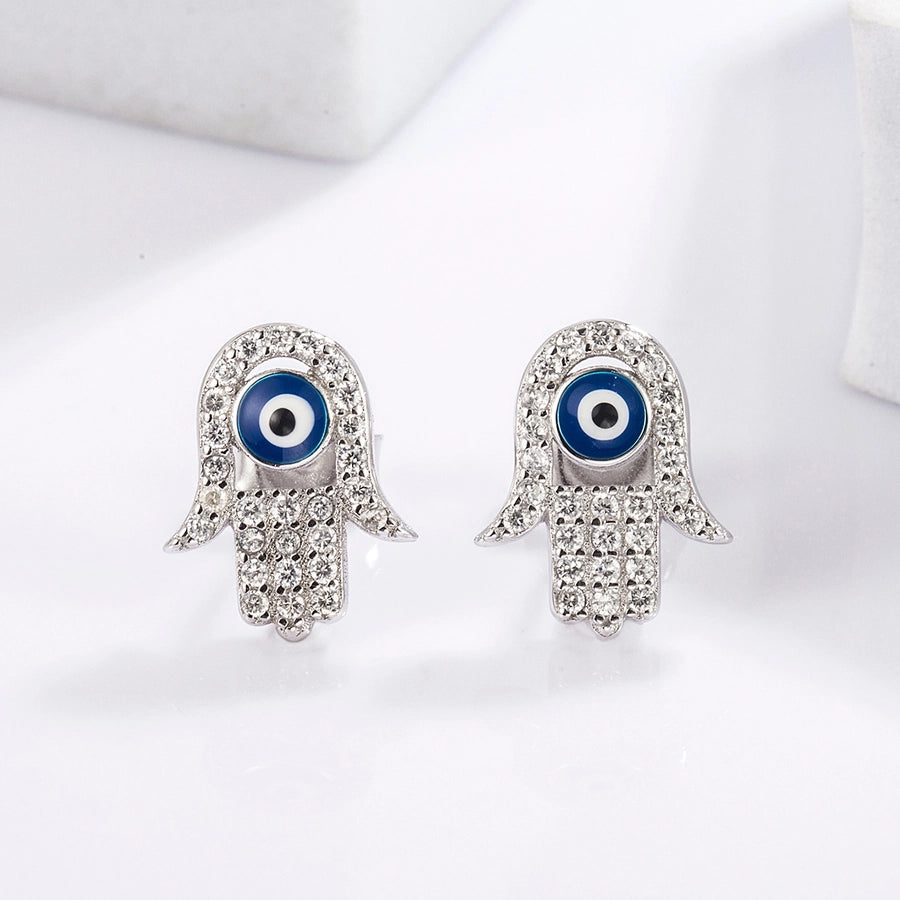 1 Piece Classical Funny Eye Octopus Plating Inlay Sterling Silver Zircon White Gold Plated Ear Studs
