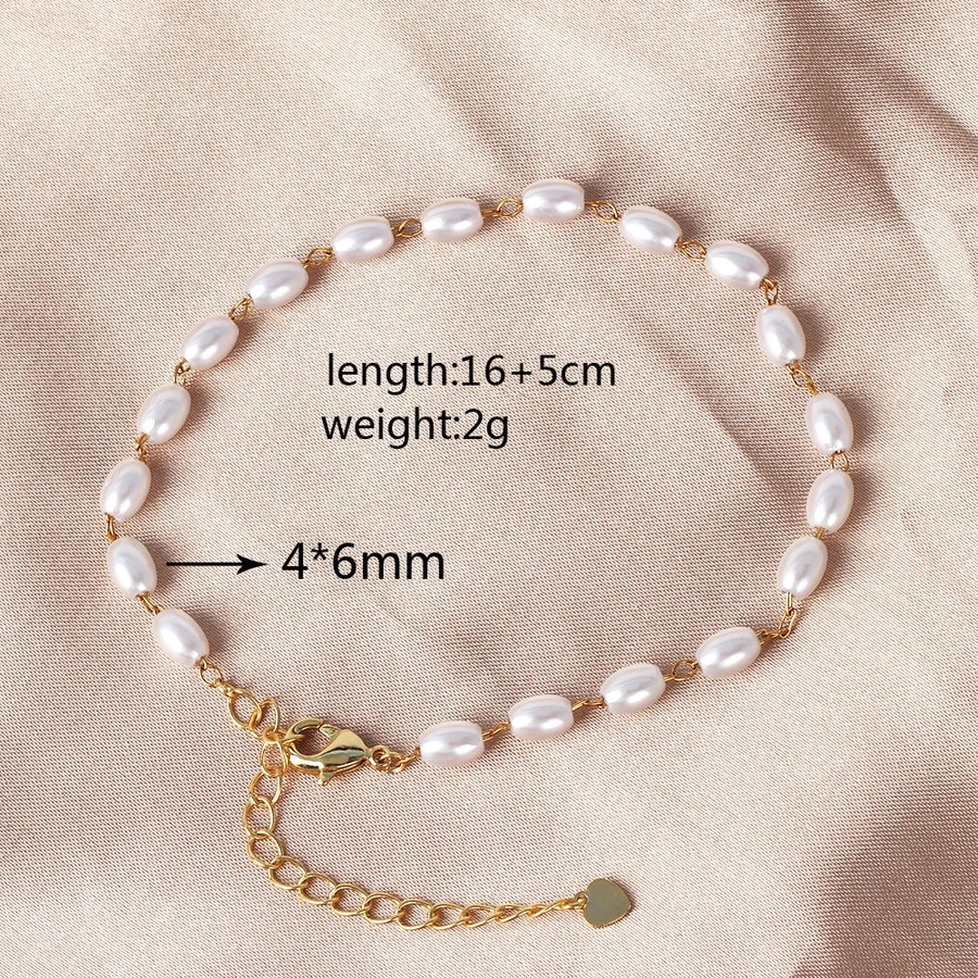 Copper 18K Gold Plated Beaded Geometric Bracelets Necklace
