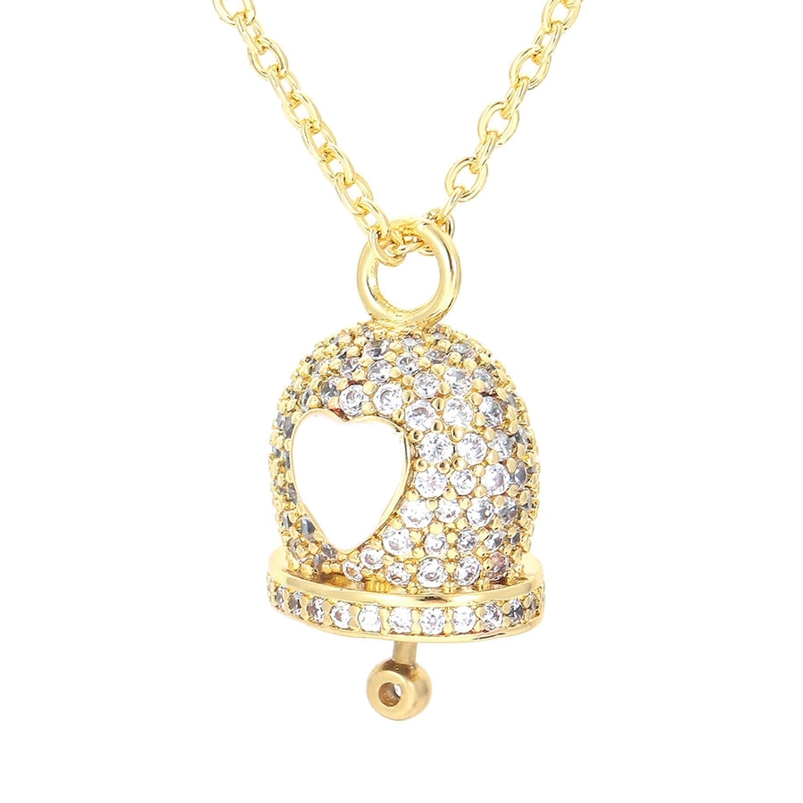 korean style bell copper pendant necklace inlay zircon copper necklaces