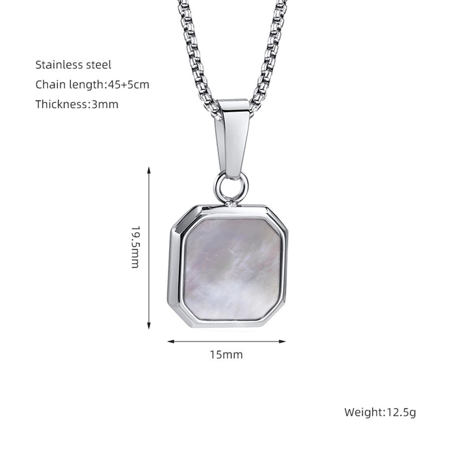 304 Stainless Steel Casual Simple Style Plating Geometric Natural Stone Pendant Necklace