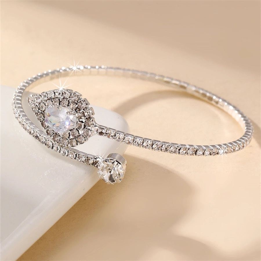 modern style simple style triangle water droplets bow knot artificial gemstones artificial pearl inlay rhinestones pearl women's bangle