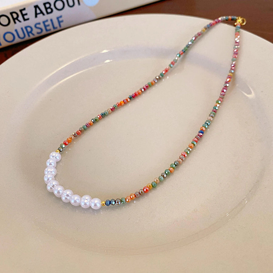 natural stone Freshwater Pearl Simple Style Beaded Geometric Necklace