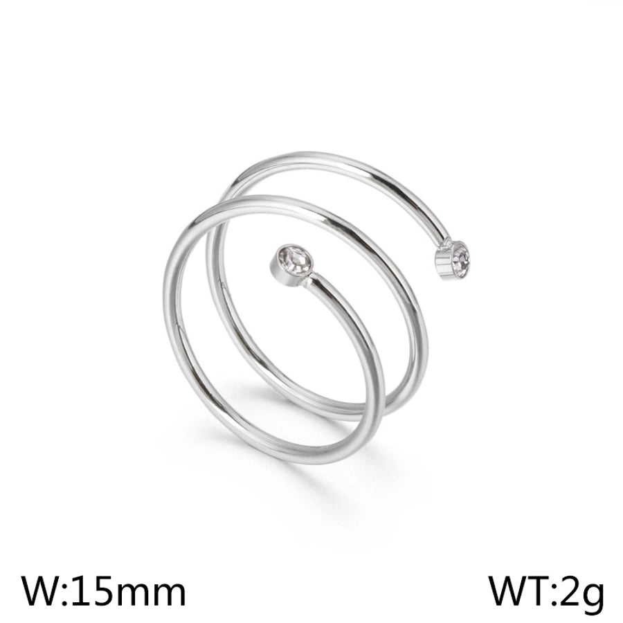 Jewelry Simple Style Geometric 304 Stainless Steel Zircon 18K Gold Plated Stainless Steel Rings