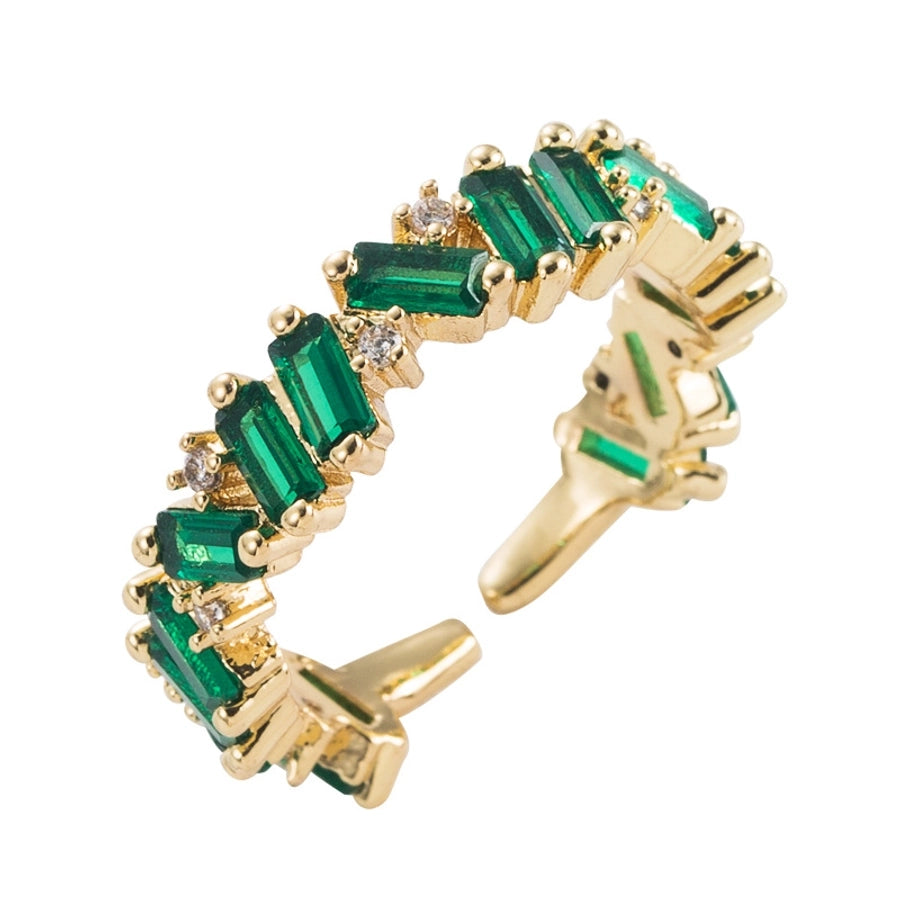 fashion copper-plated real gold micro-encrusted zircon rainbow index finger ring