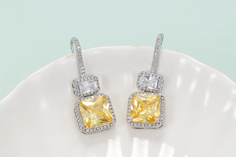 Copper Plating Inlay Color Block Zircon Jewelry Set