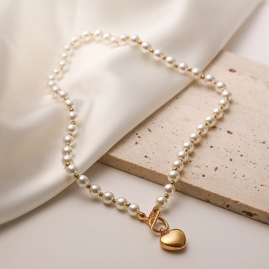 304 Stainless Steel Simple Style Commute Plating Heart Shape Pendant Necklace