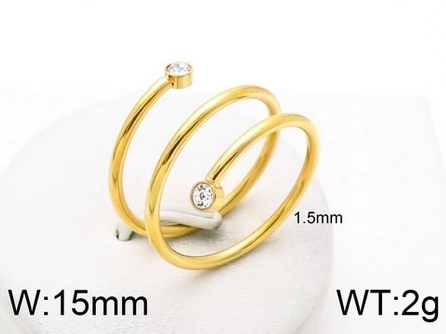 Jewelry Simple Style Geometric 304 Stainless Steel Zircon 18K Gold Plated Stainless Steel Rings
