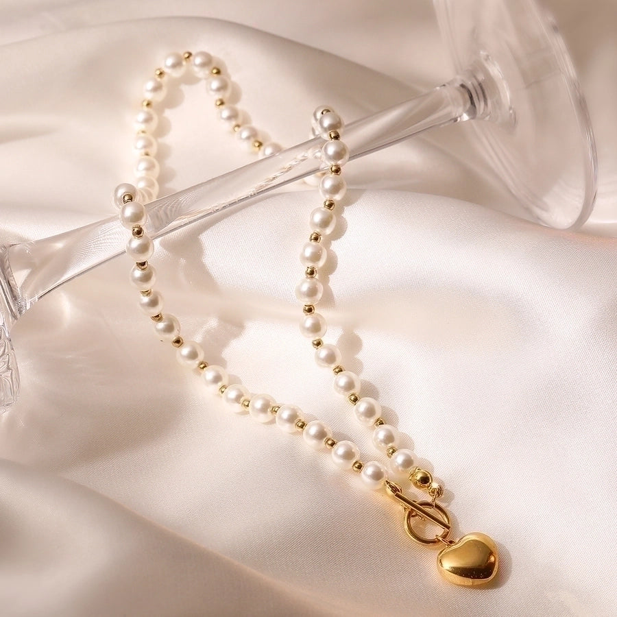 304 Stainless Steel Simple Style Commute Plating Heart Shape Pendant Necklace