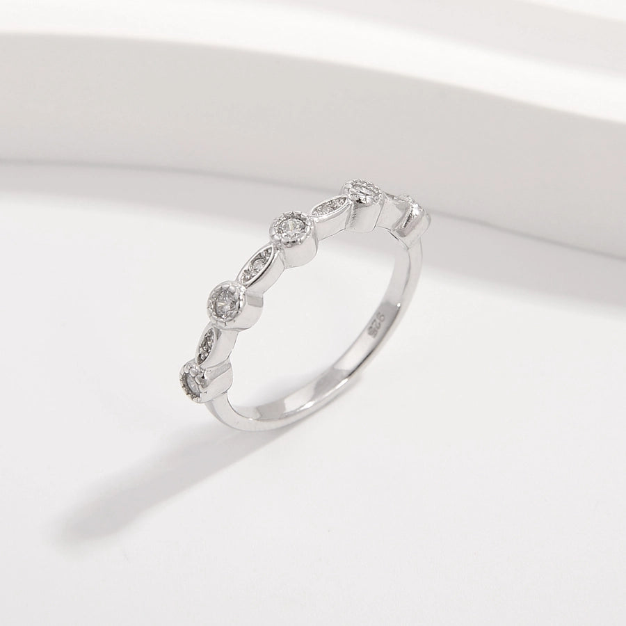 Sterling Silver White Gold Plated Simple Style Classic Style Plating Inlay Infinity Lightning Zircon Rings